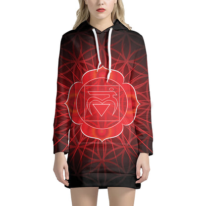 Muladhara Chakra Spiritual Print Pullover Hoodie Dress