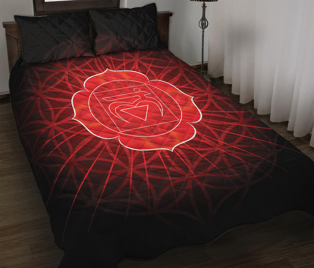 Muladhara Chakra Spiritual Print Quilt Bed Set