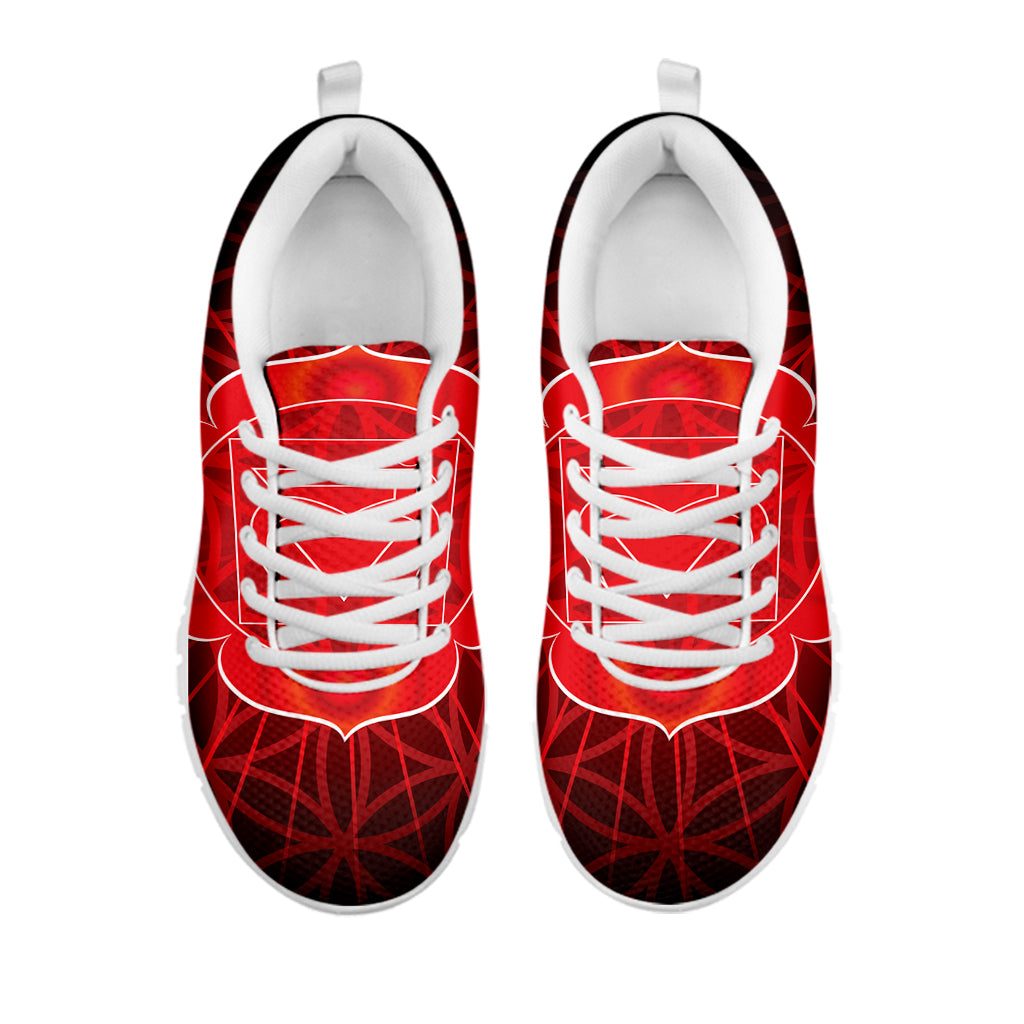 Muladhara Chakra Spiritual Print White Sneakers