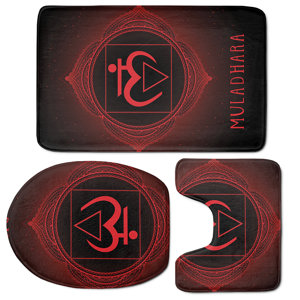 Muladhara Chakra Symbol Print 3 Piece Bath Mat Set
