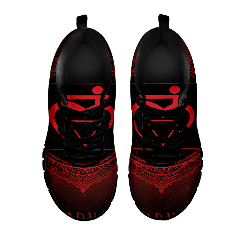 Muladhara Chakra Symbol Print Black Sneakers