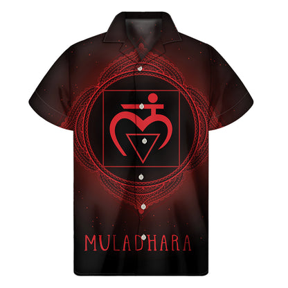 Muladhara Chakra Symbol Print Men's Short Sleeve Shirt