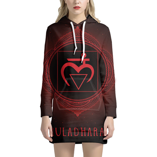 Muladhara Chakra Symbol Print Pullover Hoodie Dress