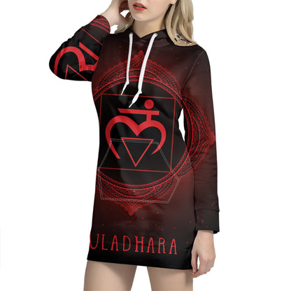 Muladhara Chakra Symbol Print Pullover Hoodie Dress