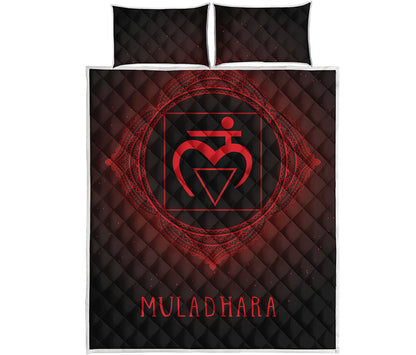 Muladhara Chakra Symbol Print Quilt Bed Set