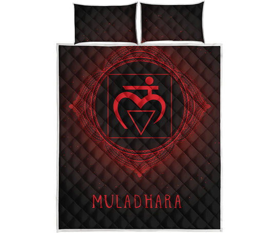 Muladhara Chakra Symbol Print Quilt Bed Set