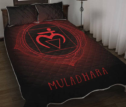 Muladhara Chakra Symbol Print Quilt Bed Set