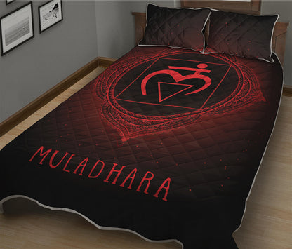 Muladhara Chakra Symbol Print Quilt Bed Set