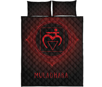 Muladhara Chakra Symbol Print Quilt Bed Set