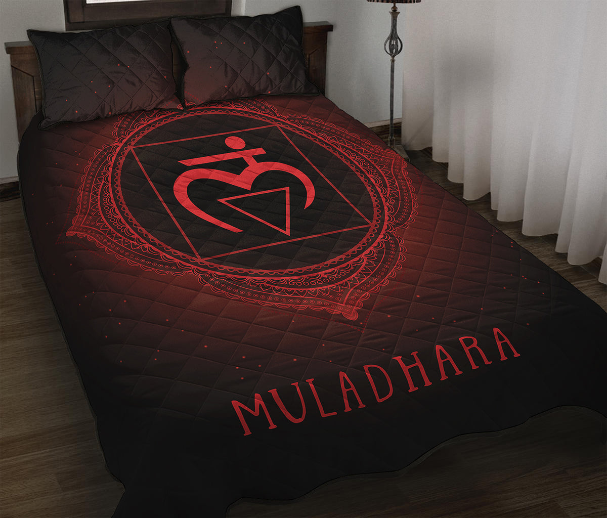 Muladhara Chakra Symbol Print Quilt Bed Set