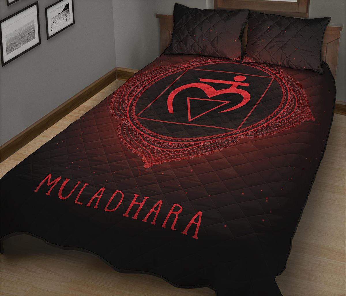 Muladhara Chakra Symbol Print Quilt Bed Set