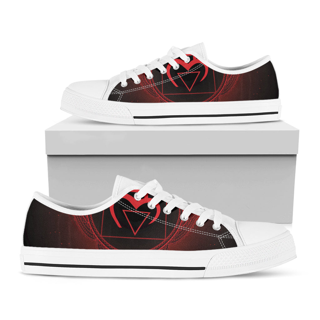 Muladhara Chakra Symbol Print White Low Top Shoes
