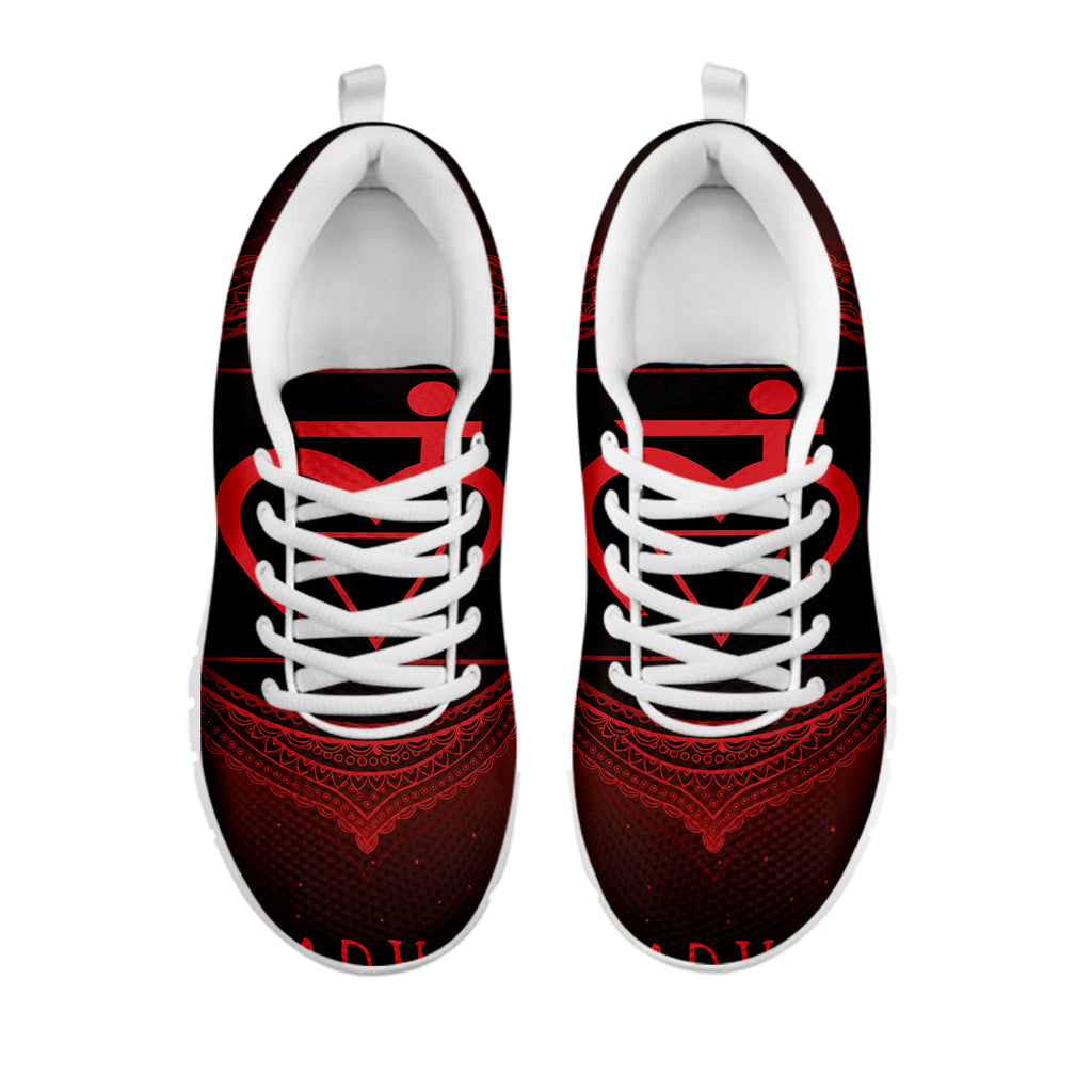 Muladhara Chakra Symbol Print White Sneakers