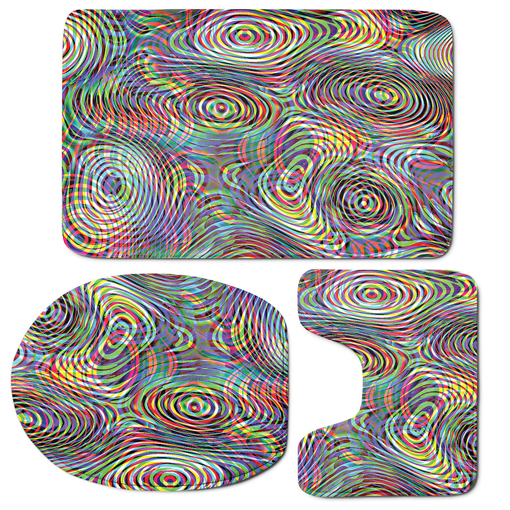 Multicolor Psychedelic Print 3 Piece Bath Mat Set
