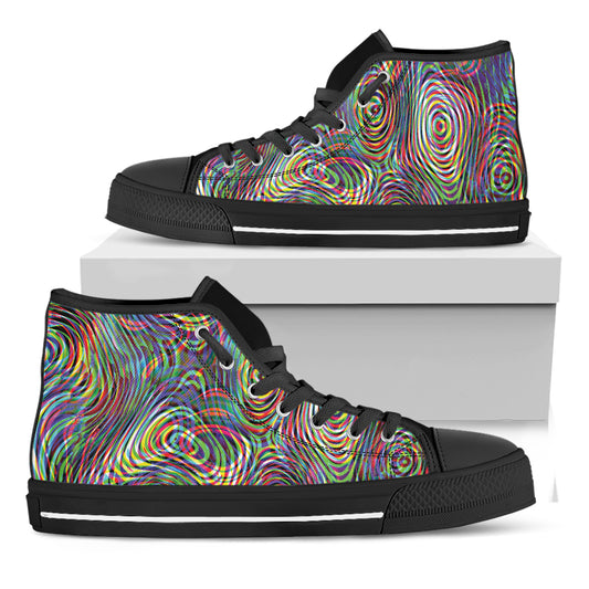 Multicolor Psychedelic Print Black High Top Shoes