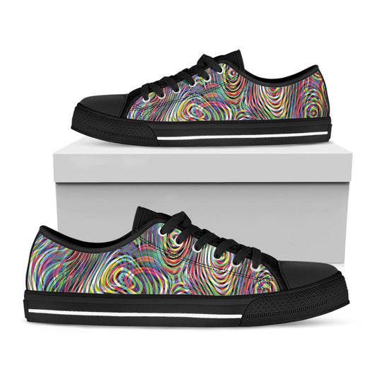 Multicolor Psychedelic Print Black Low Top Shoes