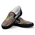 Multicolor Psychedelic Print Black Slip On Shoes