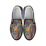 Multicolor Psychedelic Print Black Slip On Shoes