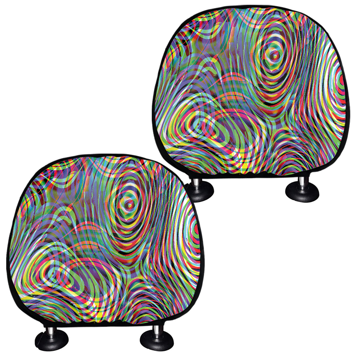Multicolor Psychedelic Print Car Headrest Covers