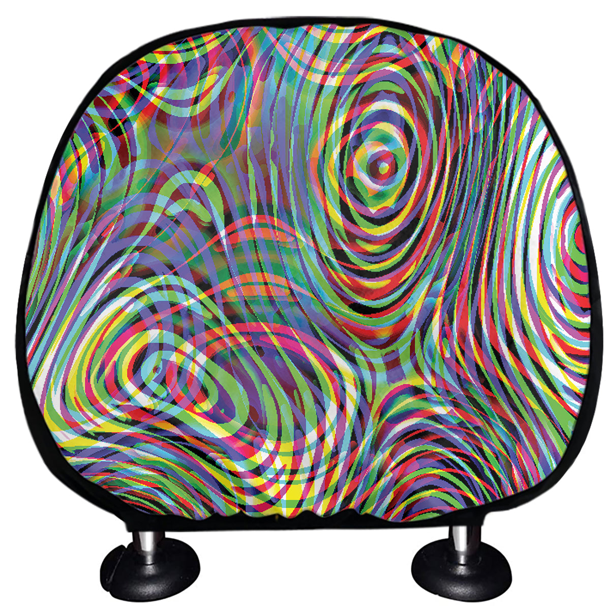 Multicolor Psychedelic Print Car Headrest Covers