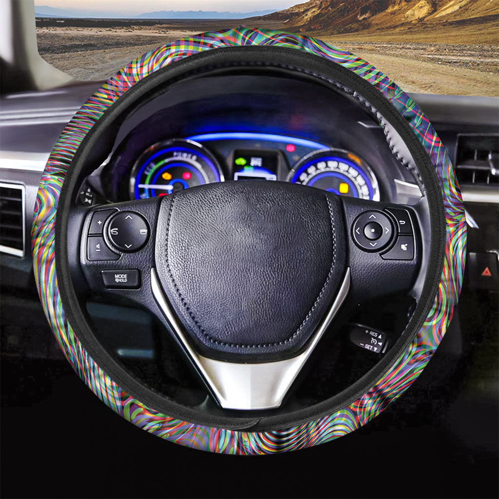 Multicolor Psychedelic Print Car Steering Wheel Cover