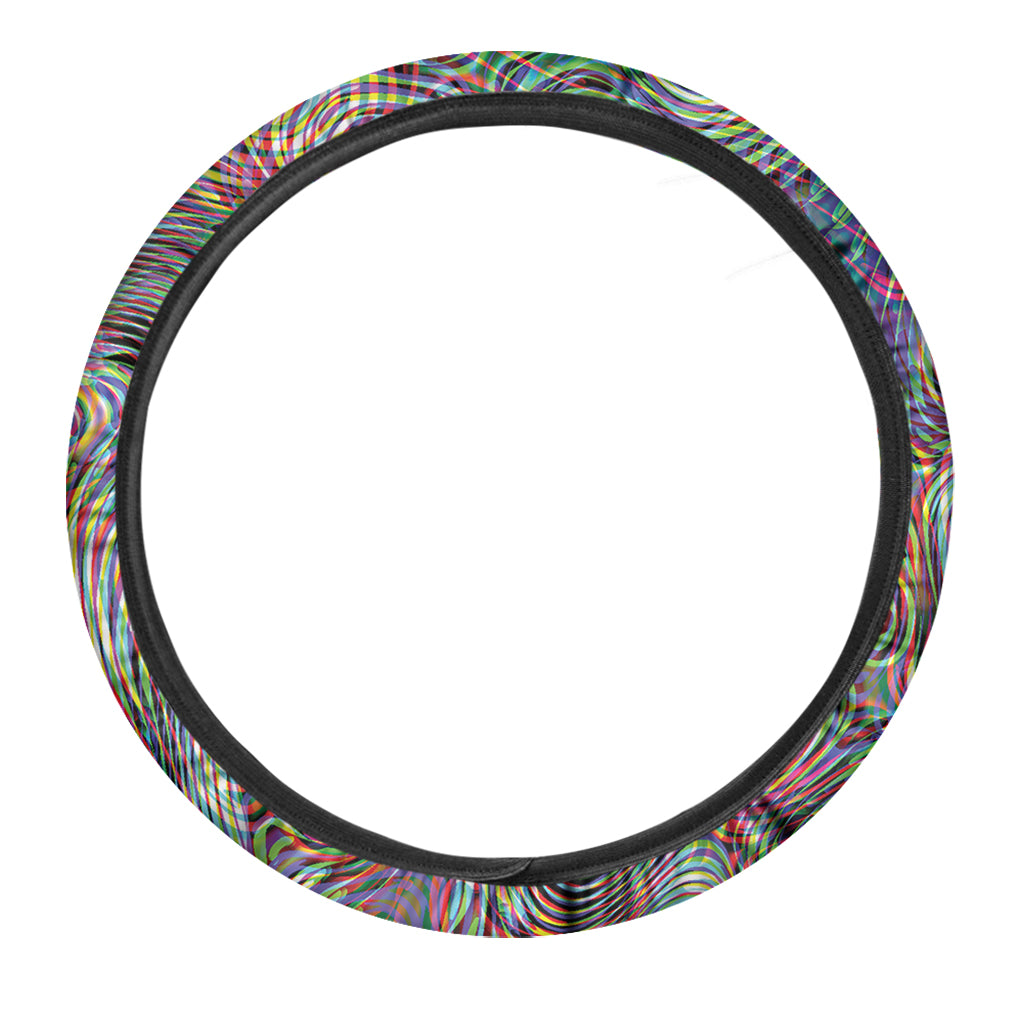 Multicolor Psychedelic Print Car Steering Wheel Cover