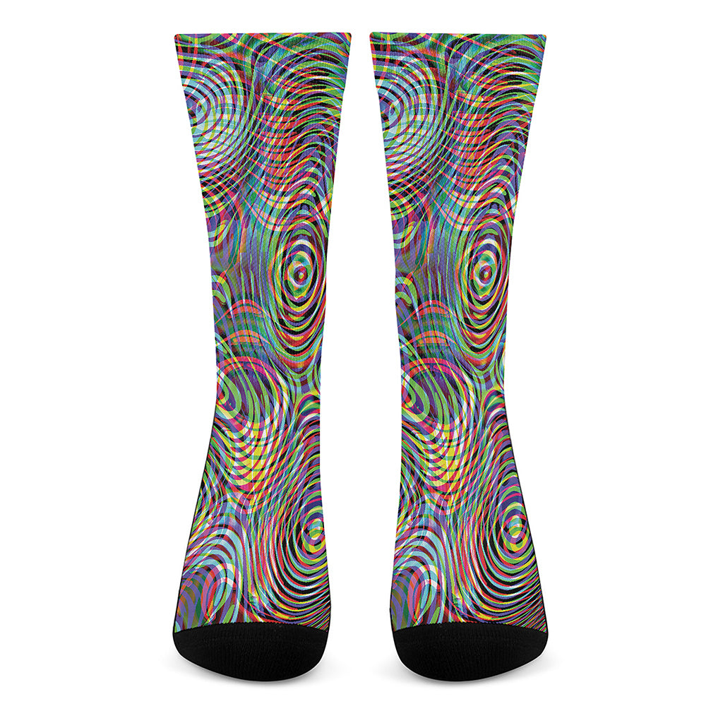 Multicolor Psychedelic Print Crew Socks