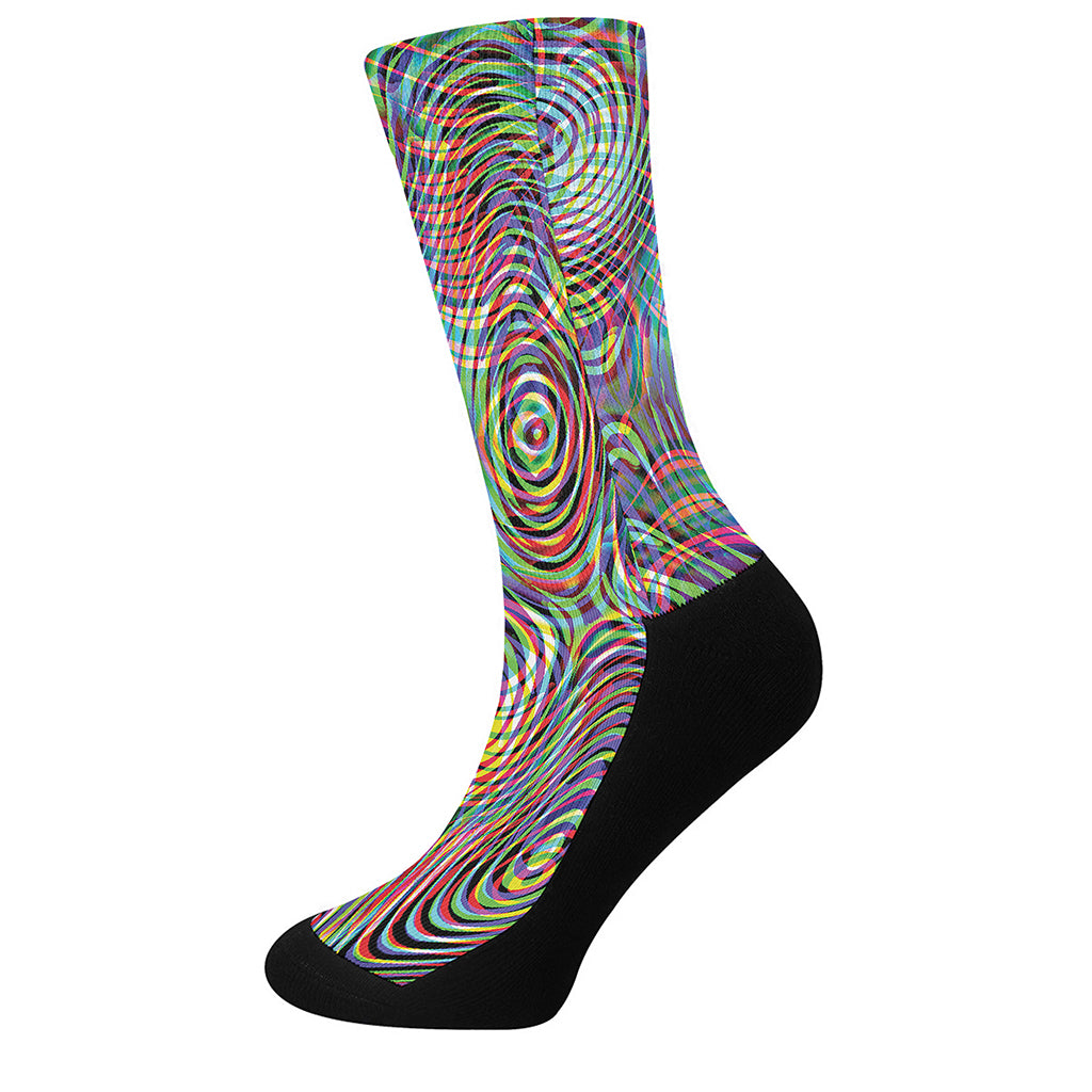 Multicolor Psychedelic Print Crew Socks