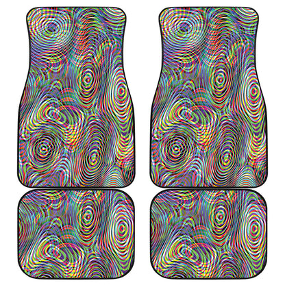 Multicolor Psychedelic Print Front and Back Car Floor Mats