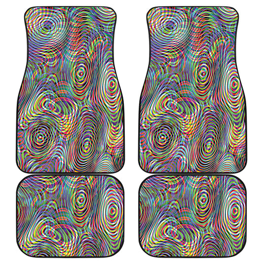 Multicolor Psychedelic Print Front and Back Car Floor Mats