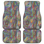 Multicolor Psychedelic Print Front and Back Car Floor Mats