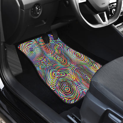 Multicolor Psychedelic Print Front and Back Car Floor Mats