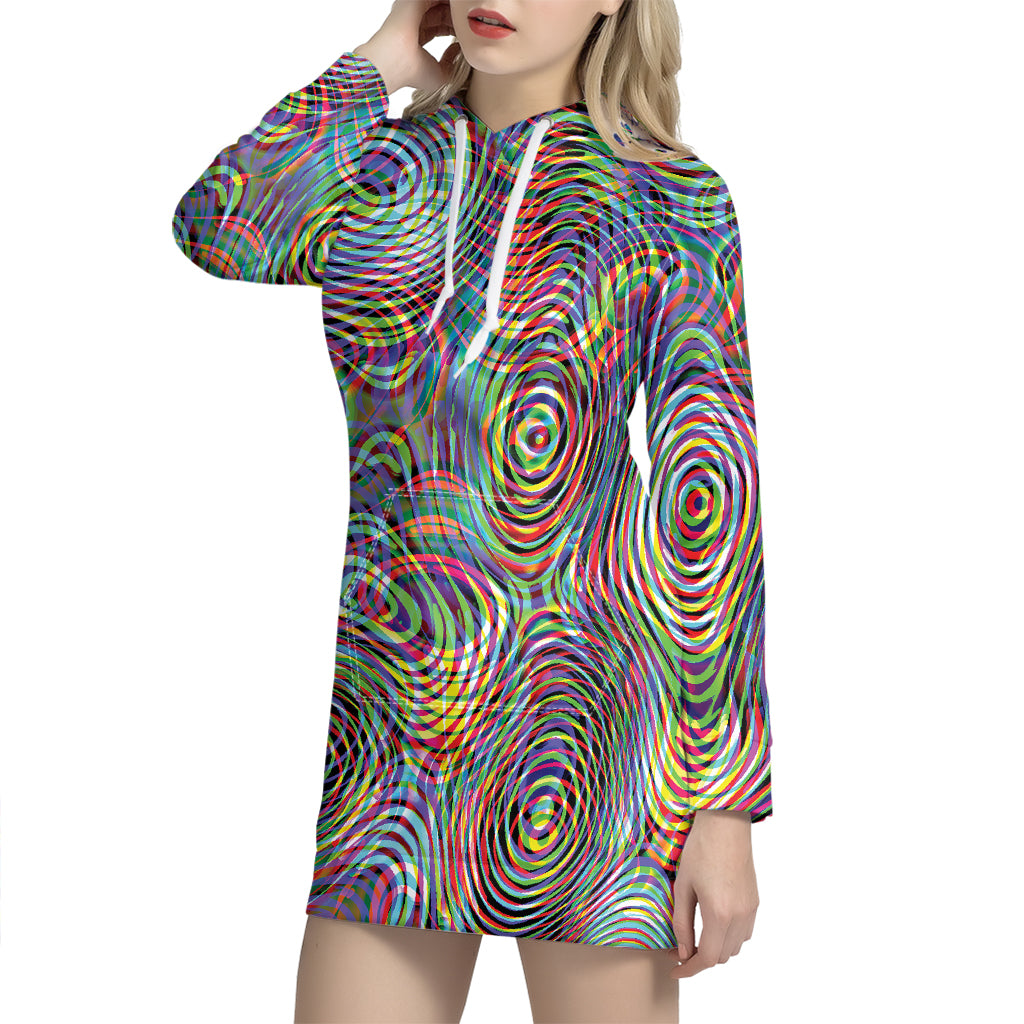 Multicolor Psychedelic Print Hoodie Dress