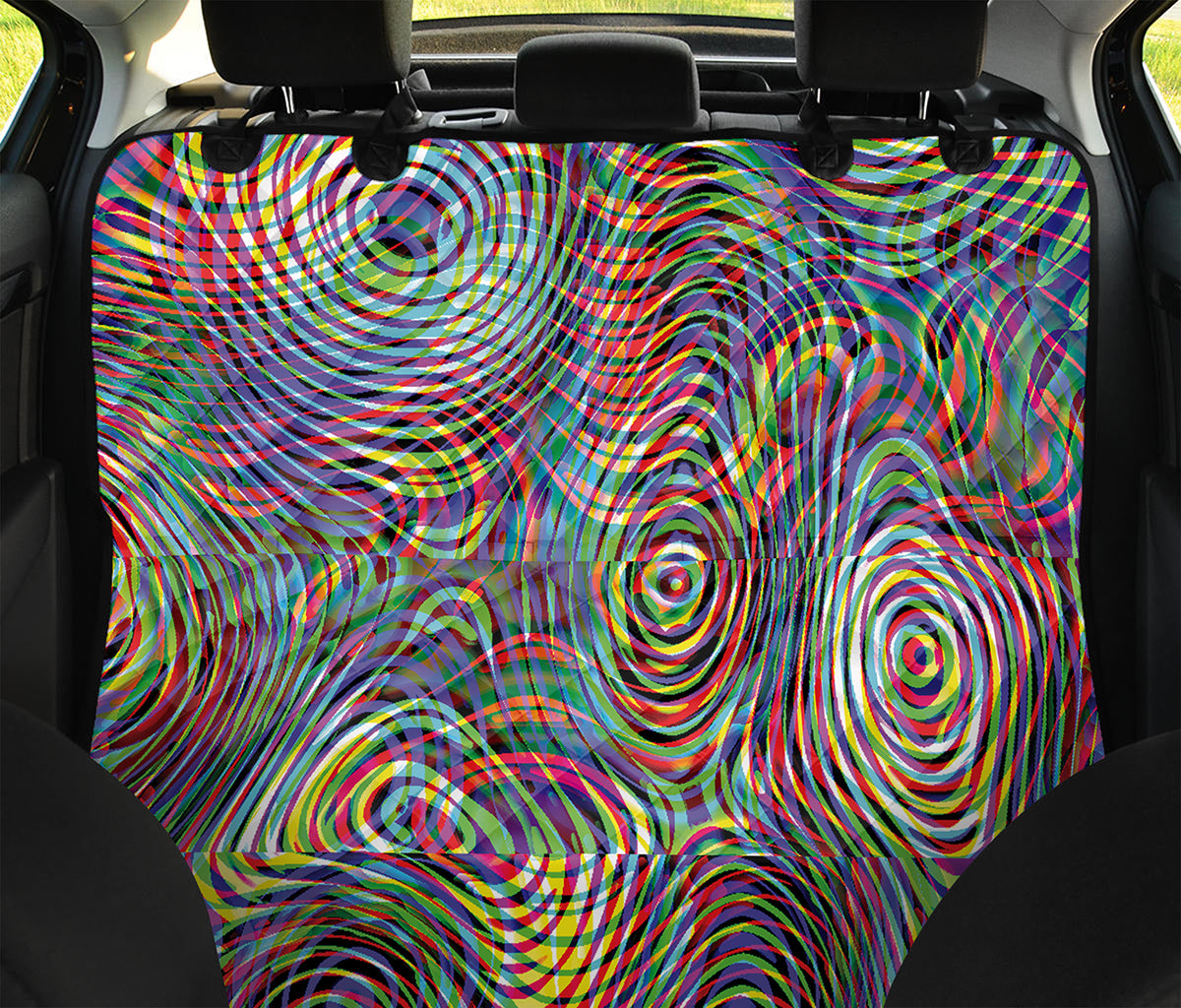 Multicolor Psychedelic Print Pet Car Back Seat Cover