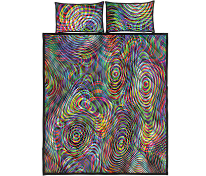 Multicolor Psychedelic Print Quilt Bed Set