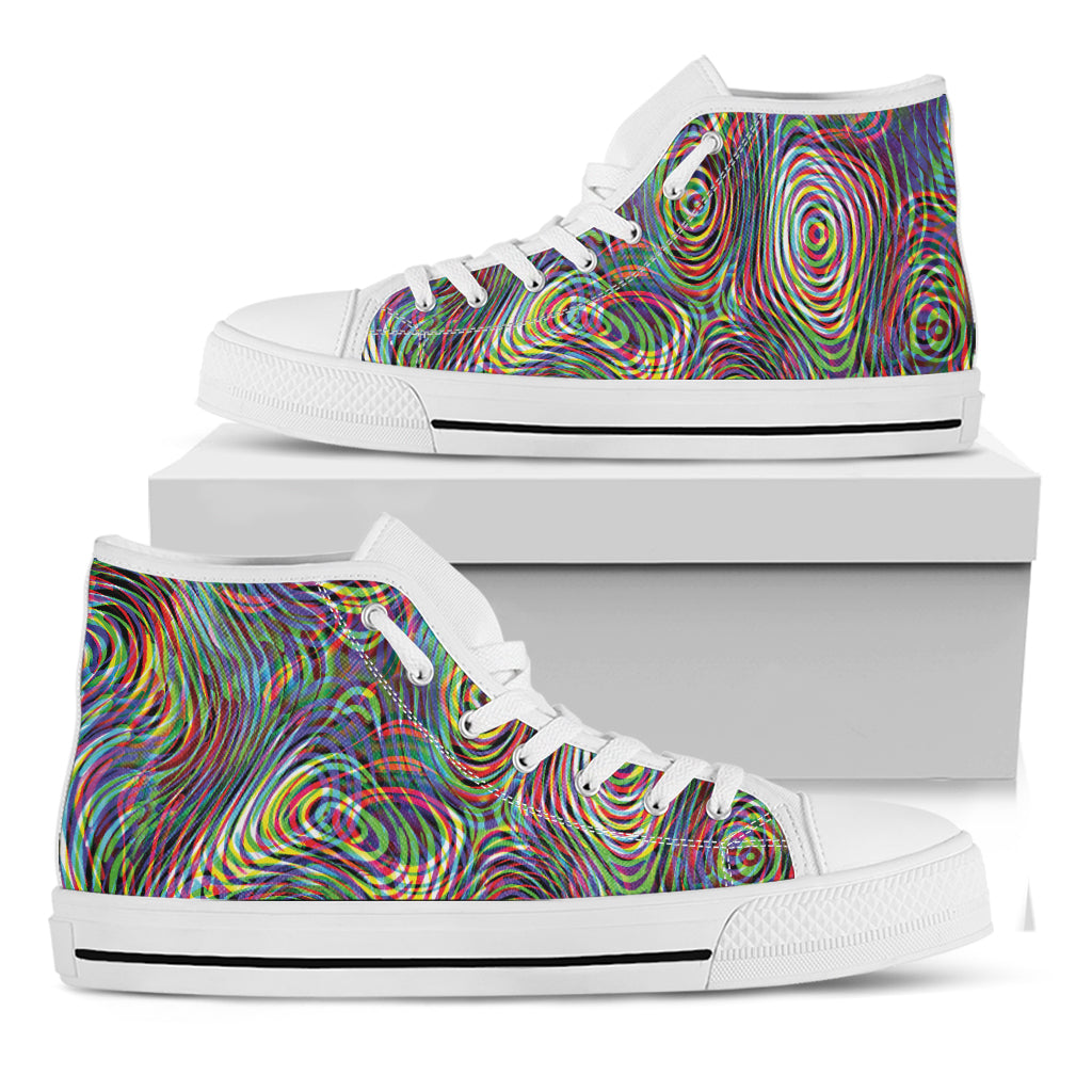 Multicolor Psychedelic Print White High Top Shoes