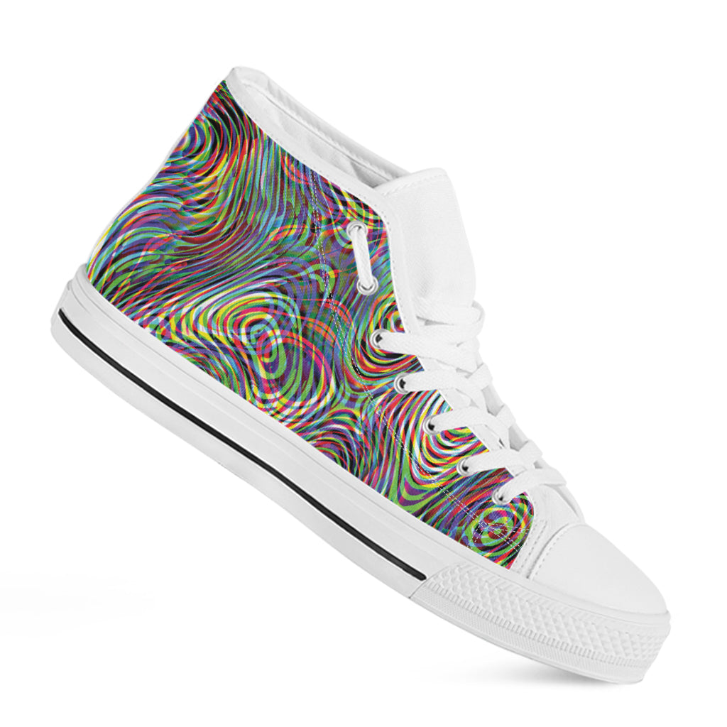 Multicolor Psychedelic Print White High Top Shoes