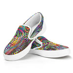 Multicolor Psychedelic Print White Slip On Shoes
