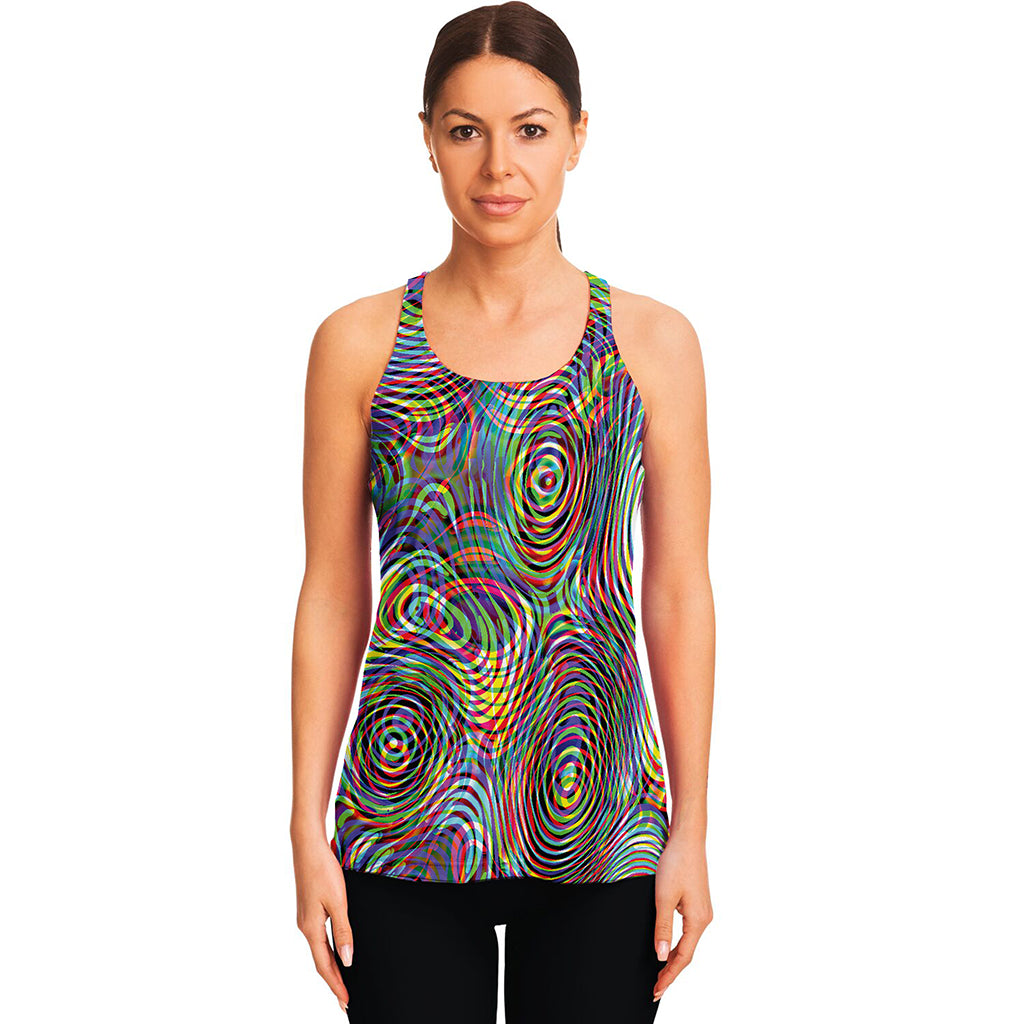 Multicolor Psychedelic Print Women's Racerback Tank Top