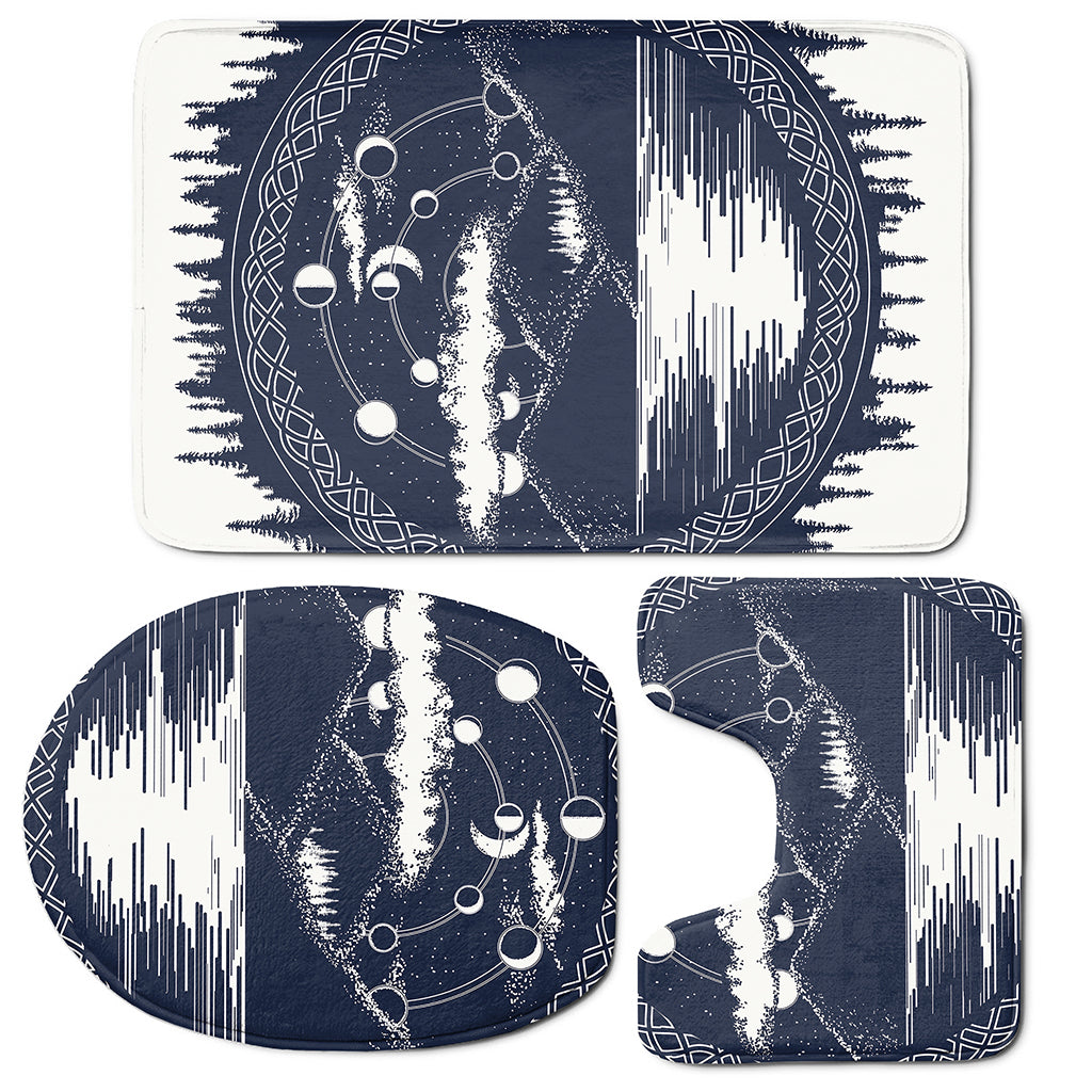 Mystical Lunar Phase Print 3 Piece Bath Mat Set