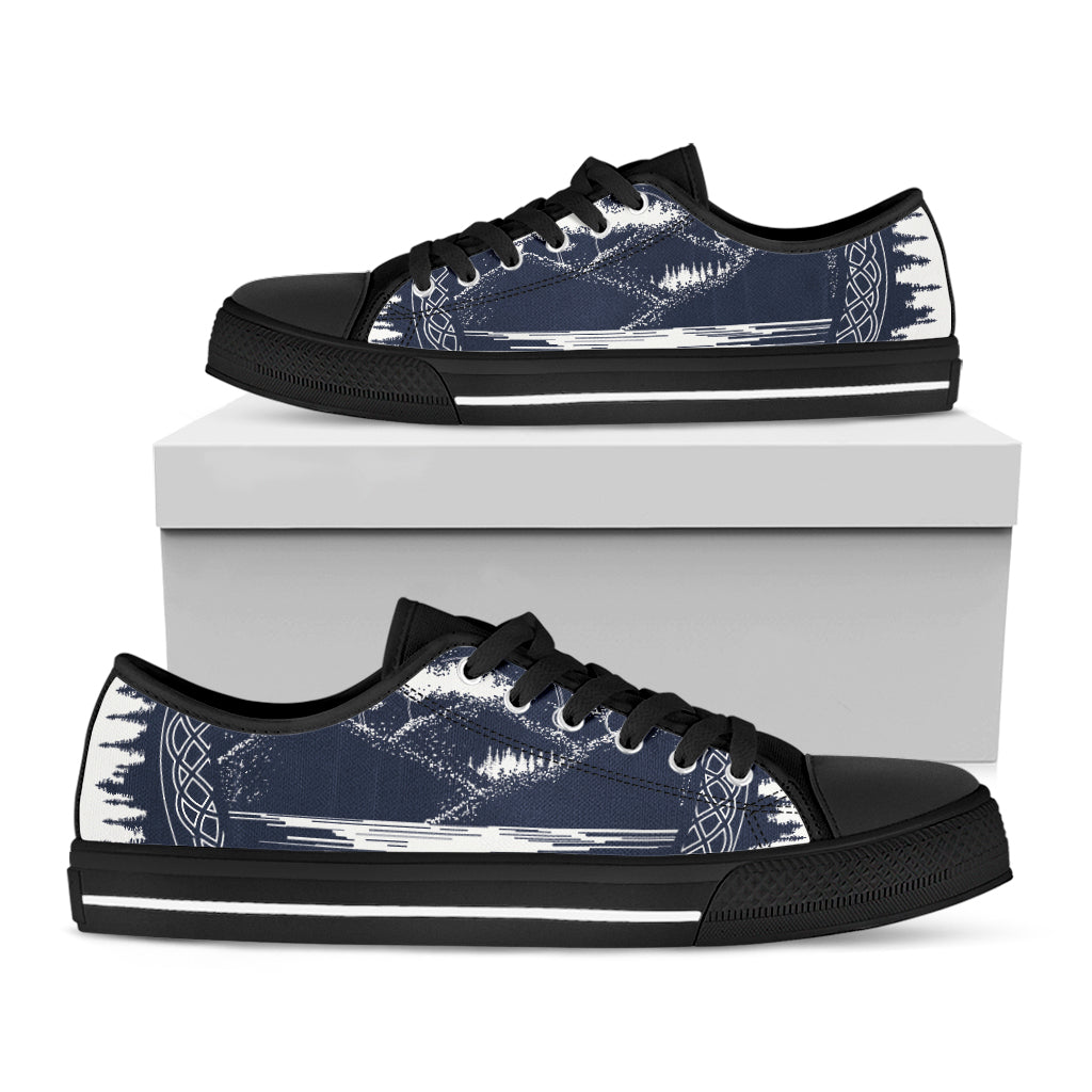 Mystical Lunar Phase Print Black Low Top Shoes 