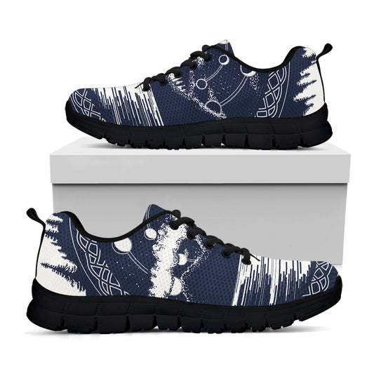 Mystical Lunar Phase Print Black Sneakers