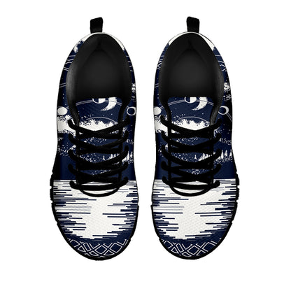 Mystical Lunar Phase Print Black Sneakers