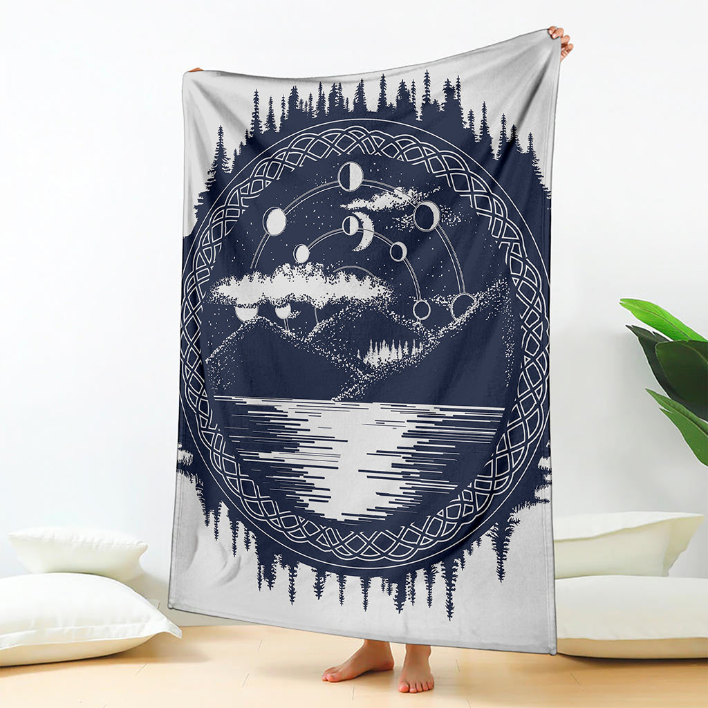 Mystical Lunar Phase Print Blanket