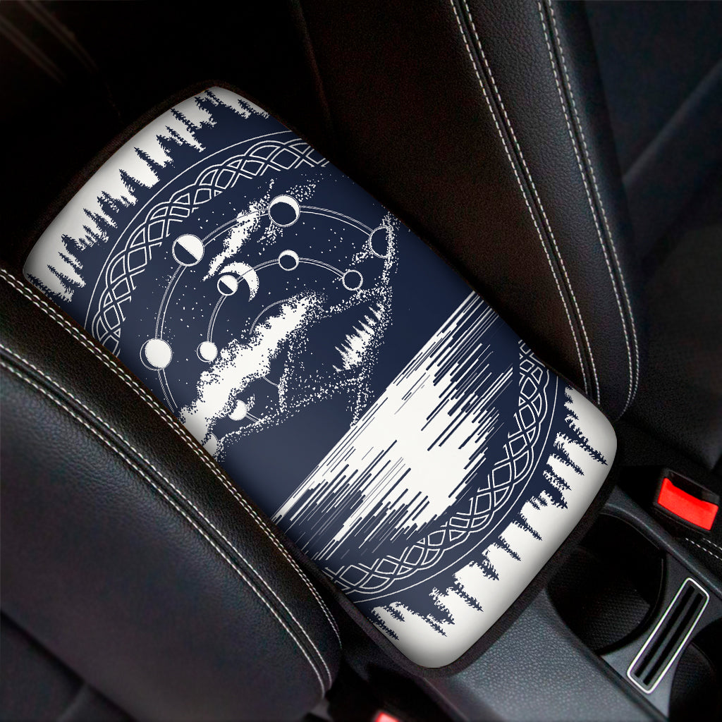Mystical Lunar Phase Print Car Center Console Cover