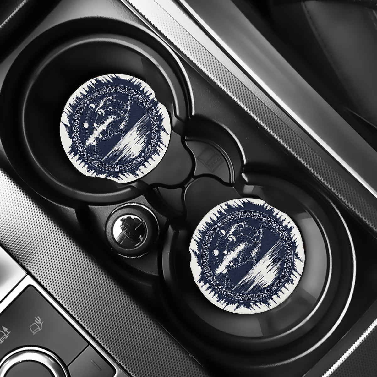 Mystical Lunar Phase Print Car Coasters