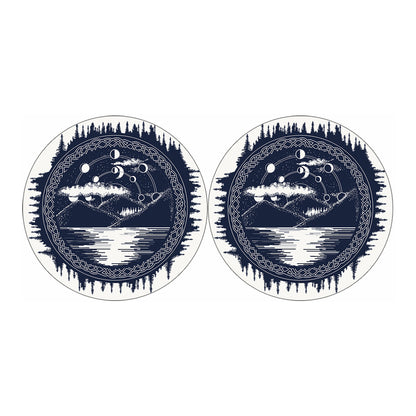 Mystical Lunar Phase Print Car Coasters