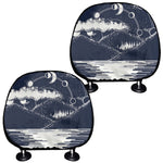 Mystical Lunar Phase Print Car Headrest Covers