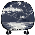 Mystical Lunar Phase Print Car Headrest Covers