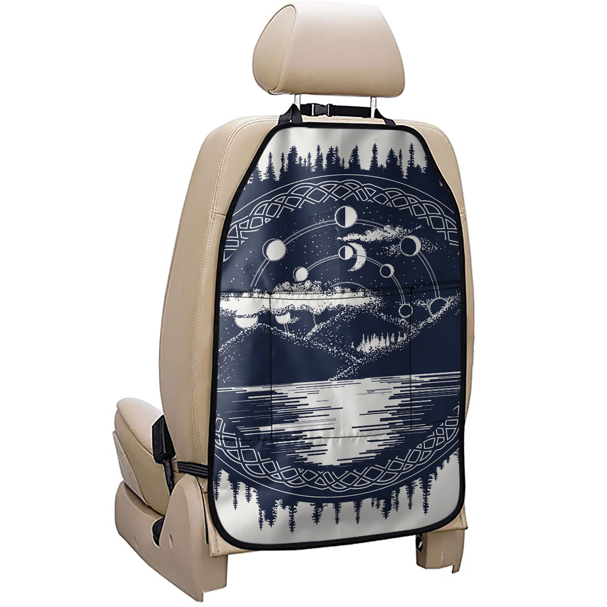 Mystical Lunar Phase Print Car Seat Organizers